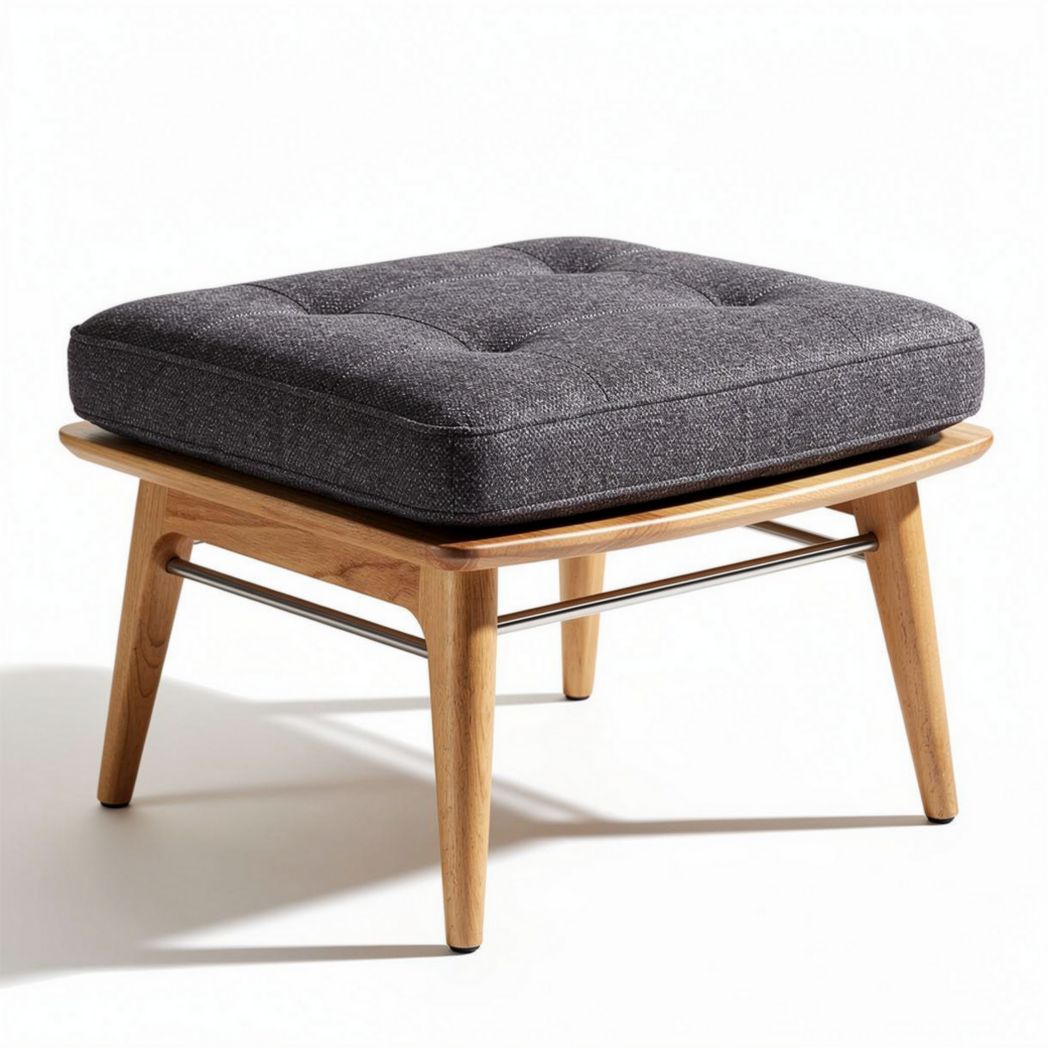 Hocker aus holz mit stoffbezug in dunkelgrau 60 x 60 x 40cm