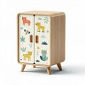 Kindermöbel schrank aus holz mit tiermotiven 60 x 40 x 80cm