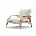 Sessel aus kunststoff mit polsterung in creme und holzdetails 80 x 75 x 90cm