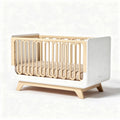 Holz kinderbett mit abnehmbarem gitter in creme und weiß 120 x 60 x 90cm