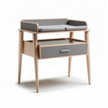 Wickeltisch aus Holz mit grauer Auflage und Schublade 80 x 45 x 90cm