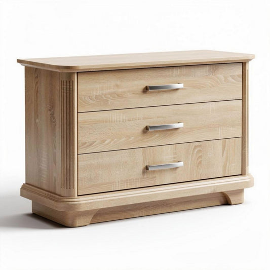 Kommode aus holz mit drei schubladen in naturfarben 60 x 40 x 45cm