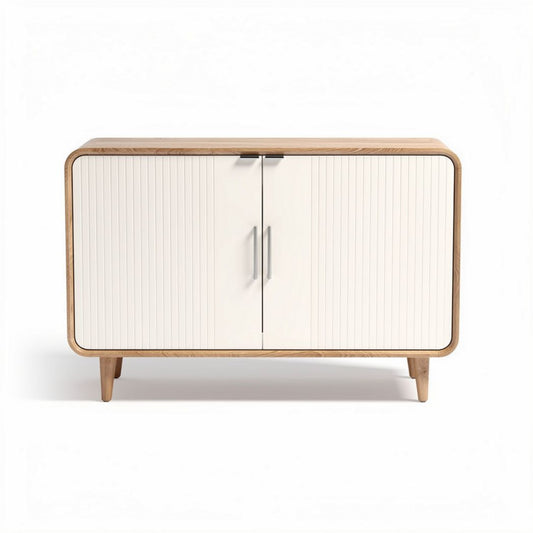 Sideboard aus Holz mit weißen Türen und Maßen 90 x 40 x 75cm