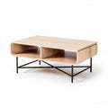 Couchtisch aus holz mit metallgestell 120 x 60 x 40cm naturfarben